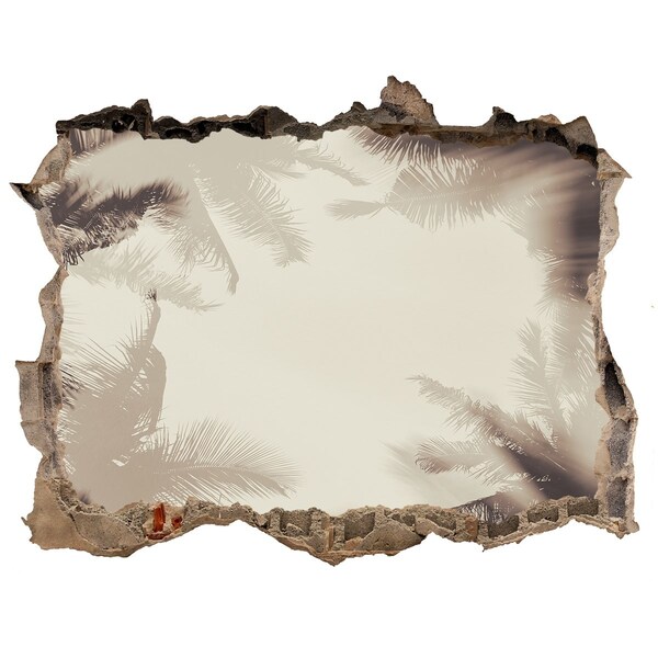 Autocolant gaură 3D Oază tropicală în spatele zidului