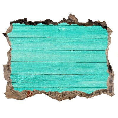 Autocolant de perete gaură 3D Placă turcoaz într-o gaură din perete