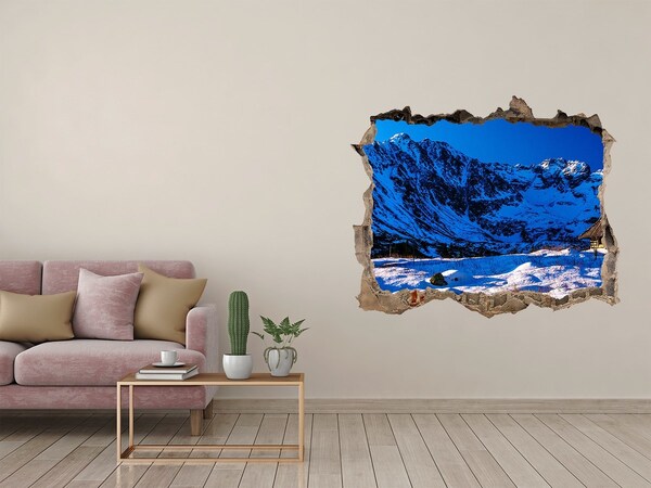 Autocolant un zid spart cu priveliște Căsuță de iarnă la munte