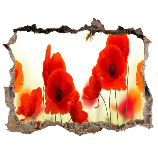 Autocolant un zid spart cu priveliște Paradisul florilor cu o albină