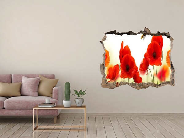 Autocolant un zid spart cu priveliște Paradisul florilor cu o albină