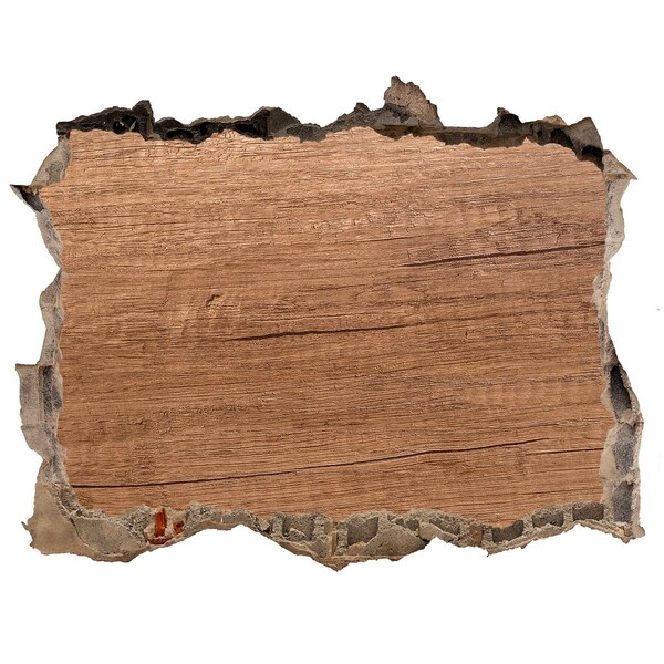 Autocolant un zid spart cu priveliște Un perete deteriorat cu o placă de lemn