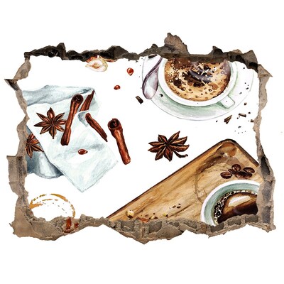 Fototapet 3D gaură în perete Colț de cafea cu mirodenii