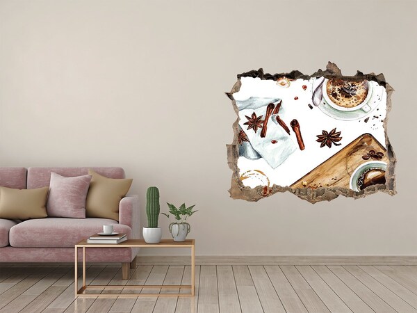 Fototapet 3D gaură în perete Colț de cafea cu mirodenii