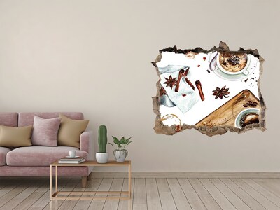 Fototapet 3D gaură în perete Colț de cafea cu mirodenii