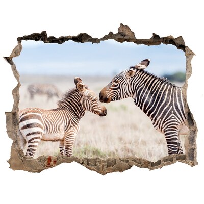 Fototapet un zid spart cu priveliște Zebre în sălbăticie