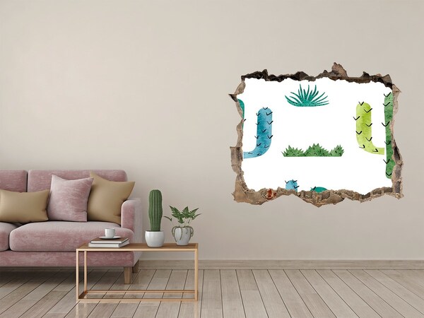 Fototapet 3D gaură în perete Cactuși