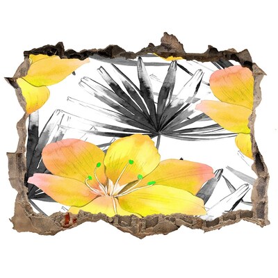 Autocolant de perete gaură 3D Grădină tropicală cu gaură în perete