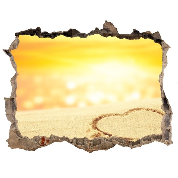 Fototapet un zid spart cu priveliște Plajă aurie cu inimă