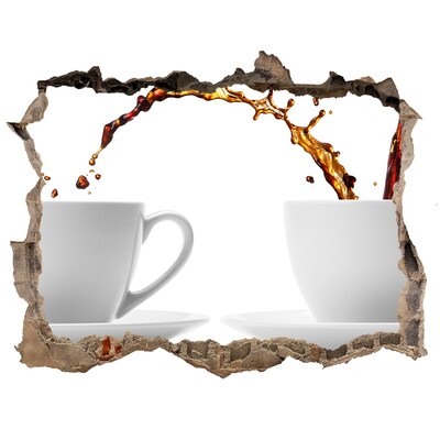 Fototapet un zid spart cu priveliște Turnând cafea