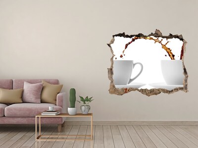 Fototapet un zid spart cu priveliște Turnând cafea