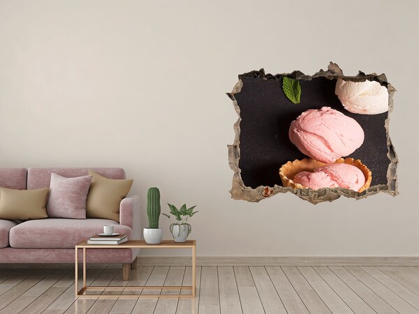 Autocolant de perete gaură 3D Sărbătoarea cu înghețată Hole in the Wall