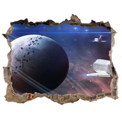 Fototapet 3D gaură în perete Nava spatiala