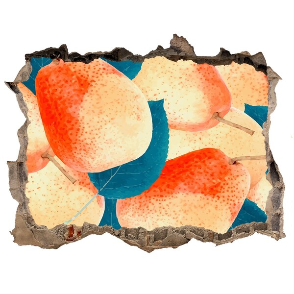 Autocolant 3D gaura cu priveliște Paradisul fructelor din spatele zidului