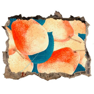 Autocolant 3D gaura cu priveliște Paradisul fructelor din spatele zidului