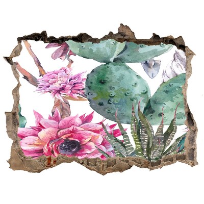 Autocolant 3D gaura cu priveliște Cactuși