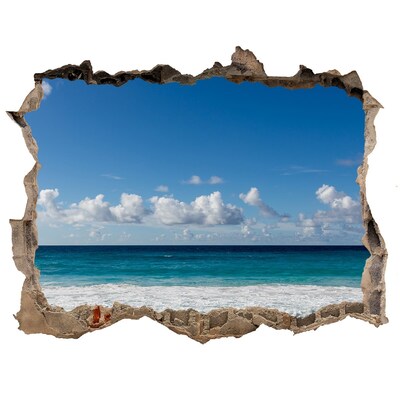 Fototapet un zid spart cu priveliște Plaja seychelles