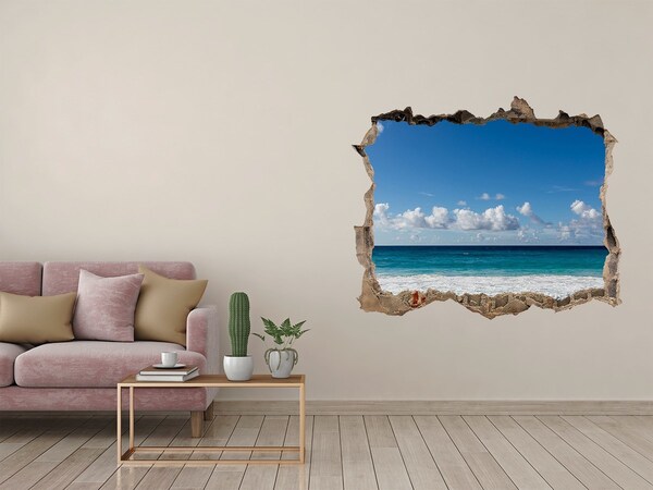 Fototapet un zid spart cu priveliște Plaja seychelles