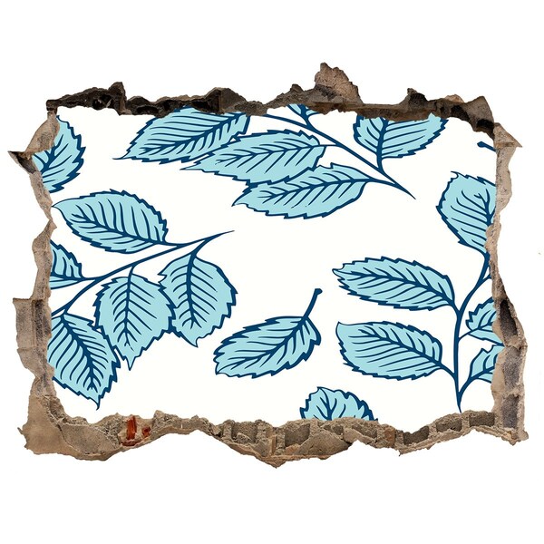 Fototapet un zid spart cu priveliște Frunze verzi pe fundalul peretelui