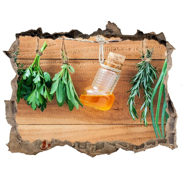 Fototapet 3D gaură în perete Ulei din plante într-un cadru rustic