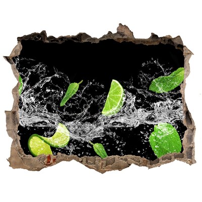 Fototapet un zid spart cu priveliște Lime cu menta