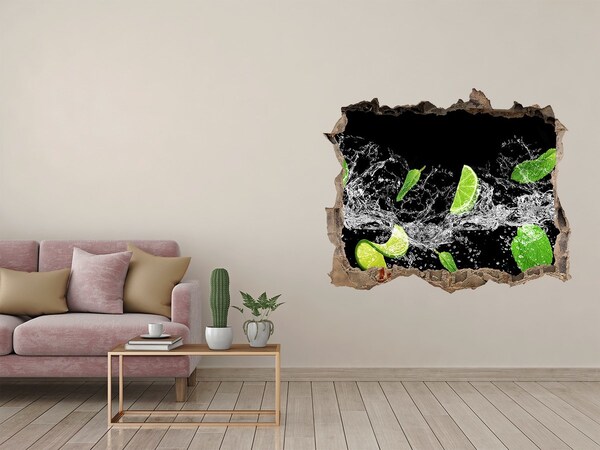 Fototapet un zid spart cu priveliște Lime cu menta