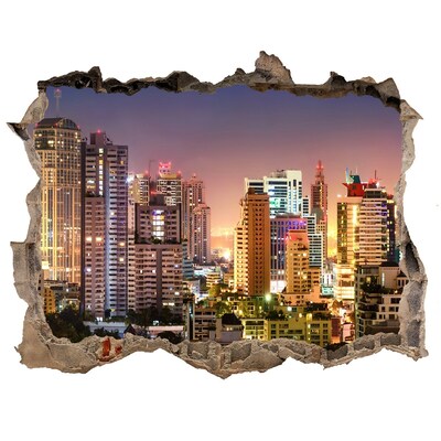 Autocolant un zid spart cu priveliște Bangkok noapte