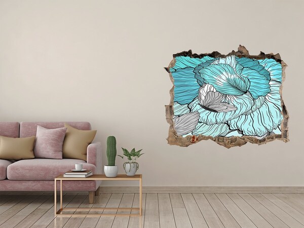 Autocolant de perete gaură 3D O oază florală în beton