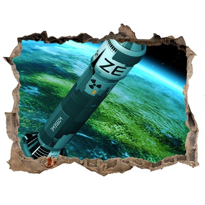 Autocolant un zid spart cu priveliște Rachetă în spațiu