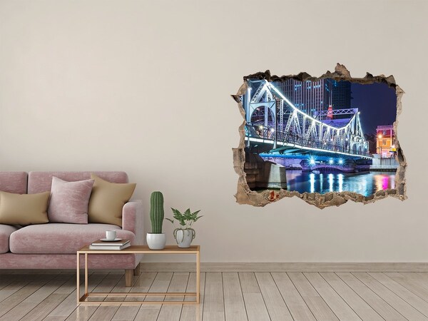 Fototapet un zid spart cu priveliște Shanghai pod