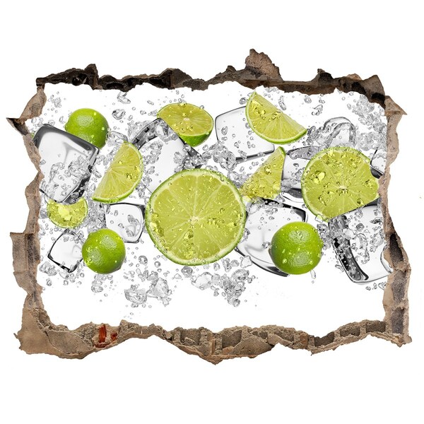 Autocolant de perete gaură 3D Cuburi de gheata lime