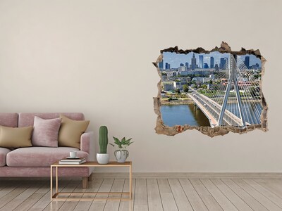 Fototapet un zid spart cu priveliște Podul din Varșovia