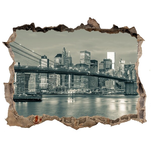 Autocolant 3D gaura cu priveliște Manhattan new york city