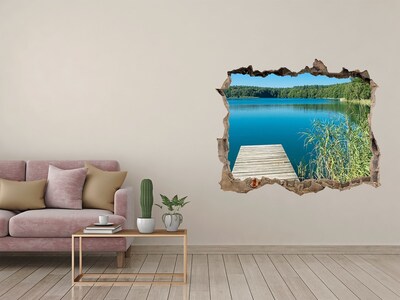Autocolant de perete gaură 3D Pier pe lac
