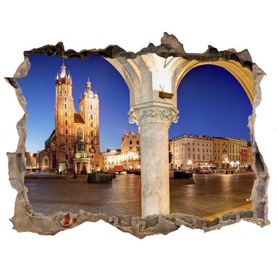 Autocolant autoadeziv gaură Piața principală din Cracovia noaptea