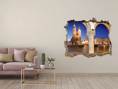 Autocolant autoadeziv gaură Piața principală din Cracovia noaptea