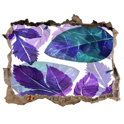 Autocolant autoadeziv gaură Frunze verzi într-o gaură din perete