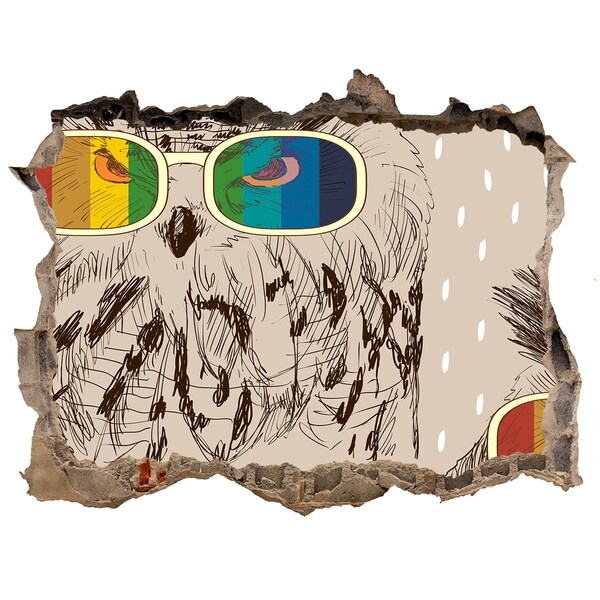 Fototapet un zid spart cu priveliște Ochi de bufniță într-o gaură din perete