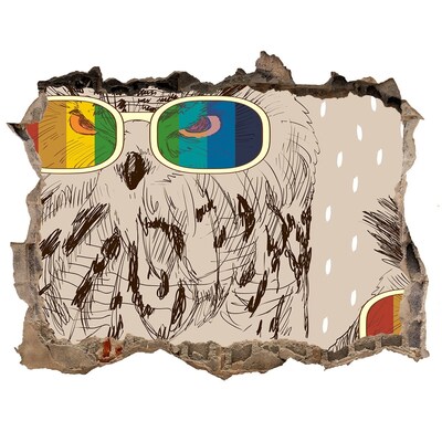 Fototapet un zid spart cu priveliște Ochi de bufniță într-o gaură din perete