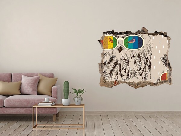 Fototapet un zid spart cu priveliște Owls ochelari