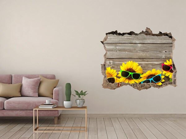 Fototapet un zid spart cu priveliște Floarea soarelui