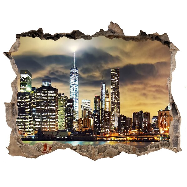 Autocolant de perete gaură 3D Manhattan new york city