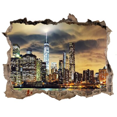 Autocolant de perete gaură 3D Manhattan new york city