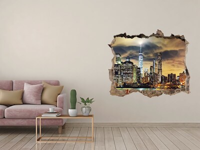 Autocolant de perete gaură 3D Manhattan new york city