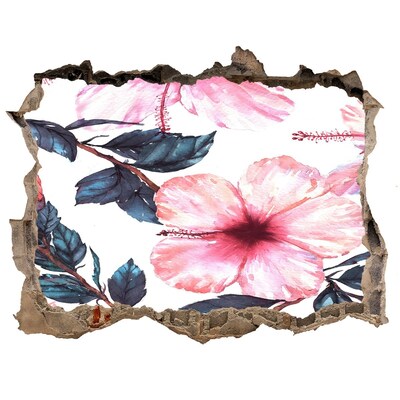 Fototapet un zid spart cu priveliște Flori de hibiscus
