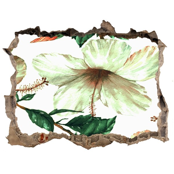 Autocolant 3D gaura cu priveliște Flori de hibiscus