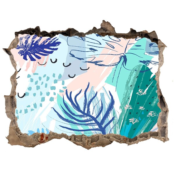 Autocolant 3D gaura cu priveliște Paradis tropical în spatele zidului