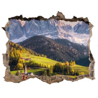 Fototapet 3D gaură în perete Panorama munților