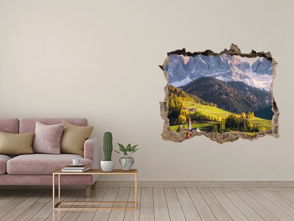 Fototapet 3D gaură în perete Panorama munților