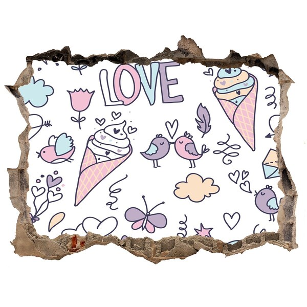 Autocolant gaură 3D Model romantic